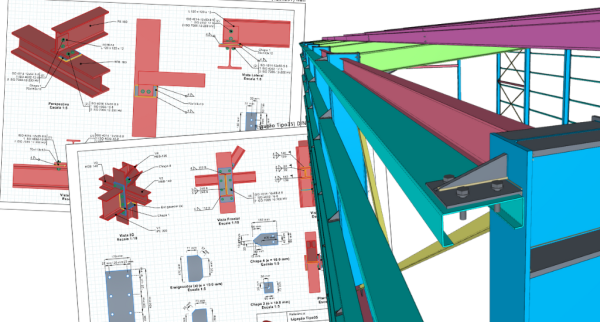 Design of connections and structural steel detailing drawings